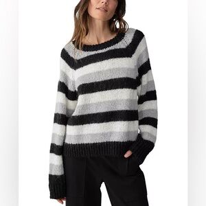 Sanctuary Black & White Striped Crewneck Sweater